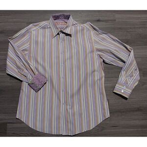 Robert Graham Men's‎ Multicolor Striped Flip Cuff Long Sleeve Shirt Size XL